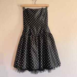 Vintage Jessica McClintock for Gunne Sax Dress Black Polka Dot Tulle Size 5/6